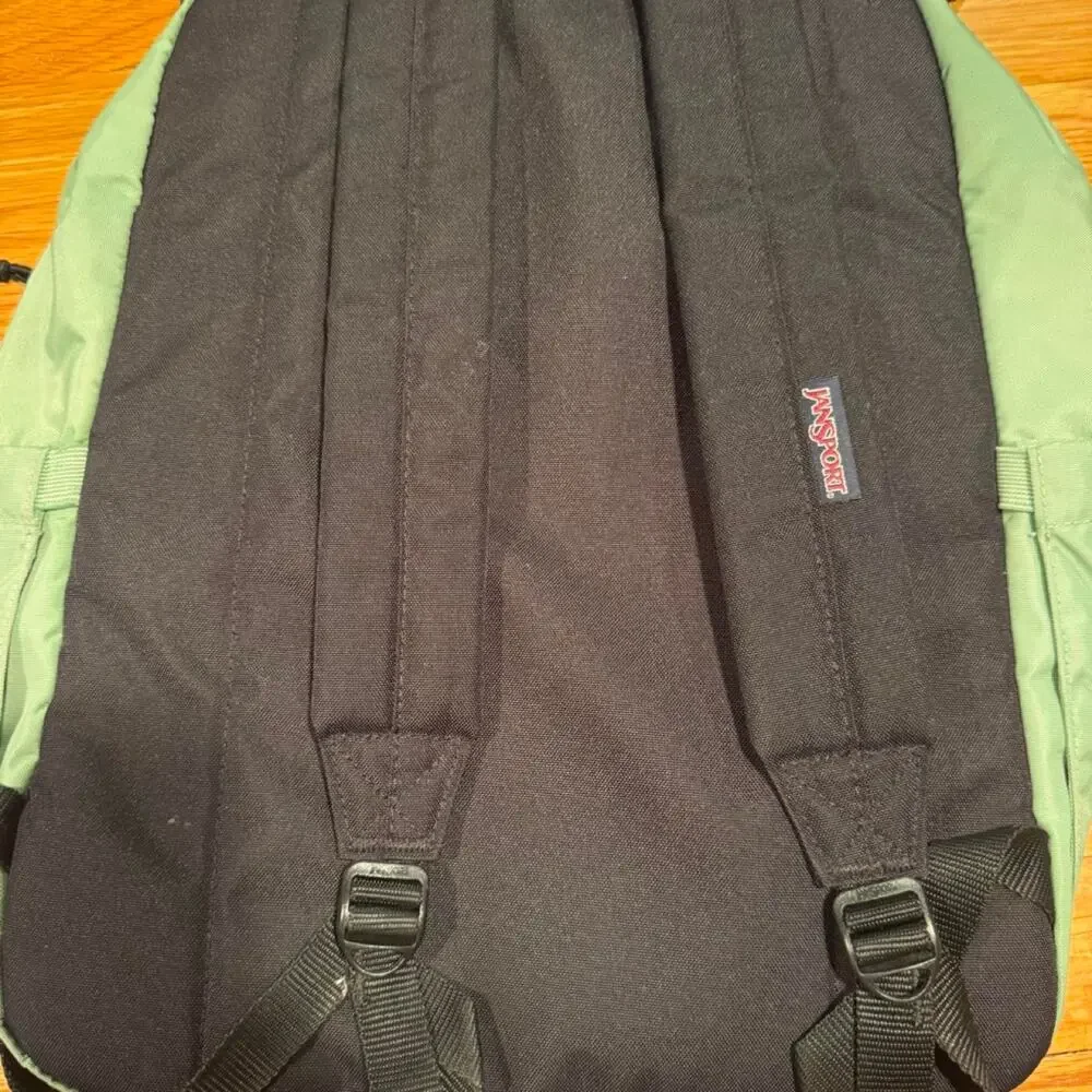 JanSport Light Green Backpack Multi Pocket School Travel Bag